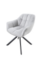 Ensemble de 2 chaises de repas "Betty" rotatives en velours gris clair