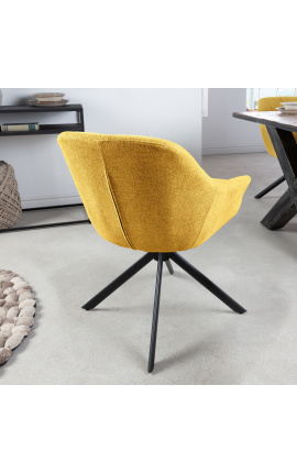 Set of 2 rotating &quot;Betty&quot; dining chairs in mustard yellow velvet