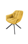 Dining chair "Betty" contemporary and rotating in yellow mustard velvet