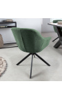 Ensemble de 2 chaises de repas "Betty" rotatives en velours vert foncé