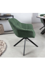 Ensemble de 2 chaises de repas "Betty" rotatives en velours vert foncé