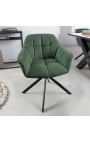 Ensemble de 2 chaises de repas "Betty" rotatives en velours vert foncé