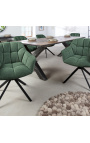 Ensemble de 2 chaises de repas "Betty" rotatives en velours vert foncé