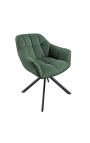 Ensemble de 2 chaises de repas "Betty" rotatives en velours vert foncé