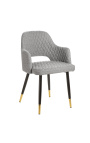 Set of 2 dining chairs "Madrid" design in light gray velvet