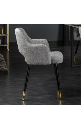 Set of 2 dining chairs &quot;Madrid&quot; design in light gray velvet