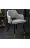 Set of 2 dining chairs Madrid design in light gray velvet