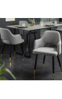 Set of 2 dining chairs "Madrid" design in light gray velvet