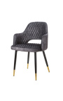 Ensemble de 2 chaises de repas "Madrid" design en velours gris