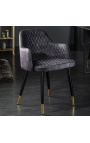Ensemble de 2 chaises de repas "Madrid" design en velours gris