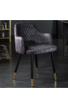 Ensemble de 2 chaises de repas Madrid design en velours gris