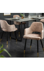 Set of 2 dining chairs "Madrid" design in greige velvet