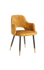 Ensemble de 2 chaises de repas "Madrid" design en velours jaune moutarde