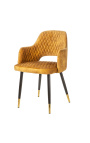 Σετ 2 καρέκλες τραπεζαρίας σχέδιο "Madrid" σε κίτρινο μουσταρδί βελούδο