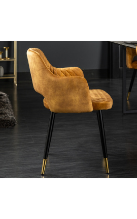 2 spisesteder &quot;Madrid&quot; design i gult mustard velvet