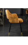 Juego de 2 sillas de comedor Madrid diseño en terciopelo de mostaza amarillo