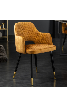 Zestaw dwóch krzeseł "Madryt" design w żółtym mustard velvet