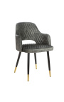 Juego de 2 sillas de comedor Madrid diseño en terciopelo gris