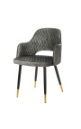 Set of 2 dining chairs "Madrid" design in gray velvet