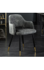 Juego de 2 sillas de comedor Madrid diseño en terciopelo gris