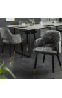 Ensemble de 2 chaises de repas "Madrid" design en velours gris