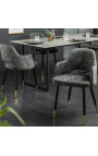 Juego de 2 sillas de comedor Madrid diseño en terciopelo gris