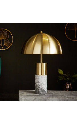 &quot;Burlys&quot; bordslampa i grå marmor och guld-färgad metall av konst-Deco inspiration