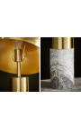 Настольная лампа "Burlys" из серого мрамора и золотистого металла в стиле ар-деко