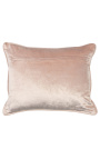 Rectangular cushion in powder pink velvet with trim 35 x 45