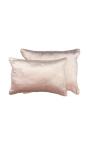 Rechthoekig kussen in poederroze fluweel met bies 35 x 45