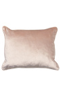 Rectangular cushion in powder pink velvet with trim 35 x 45