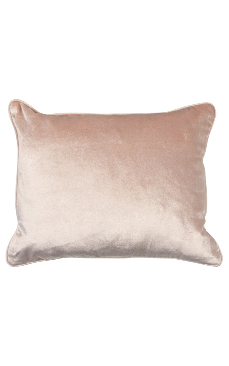 Coussin rectangulaire en velours rose poudré avec galon 35 x 45