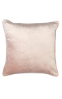 Square cushion in powder pink velvet with trim 45 x 45