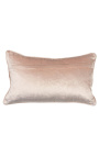 Stačiakampė pudros rožinės spalvos aksominė pagalvėlė su dekoratyvine juostele 30 x 50
