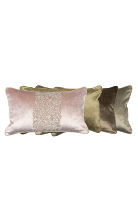 Pravokutni puderasto ružičasti baršunasti jastuk s ukrasnom trakom 30 x 50