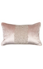 Pravokutni puderasto ružičasti baršunasti jastuk s ukrasnom trakom 30 x 50