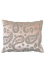 Rectangular cushion in powder pink velvet with Paisley 35 x 45