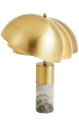 "Burlyji" namizna svetilka iz sivega marmorja in zlatega kovinskega barve v navdihu Art-Deco