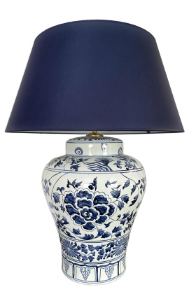 Decoratieve urn-type vase "Ming" in blauw emale keramische, groot model