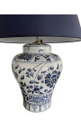 Jarrón tipo urna decorativo Ming en cerámica esmaltada azul, modelo grande