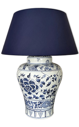 Dekorativní váza typu urny &quot;Ming&quot; v modré smálené keramické, velké vzorce