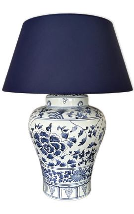 Lampe à poser &quot;Ming&quot; en céramique bleu émaillé