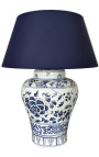 Candeeiro de mesa "Ming" em cerâmica azul esmaltada