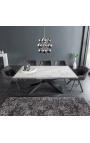 "Euforic" masa de masă din oțel negru și marmură albă ceramică top 180-220-260