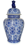 Dekorativ urn-type vase Ming i blå emalje keramisk, stor modell