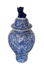 Dekorativna vaza urne "Zmaj" v modri emajlirani keramični barvi, srednjega modela