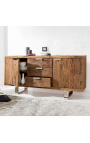 2-tür sideboard in recycelter teak mit edelstahlboden 160 cm