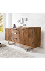 2-tür sideboard in recycelter teak mit edelstahlboden 160 cm