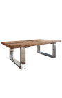 Sofabord i genanvendt teaktræ med fod i rustfrit stål