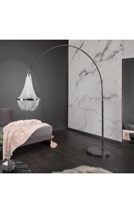 Design floor lamp &quot;Versailles&quot; in silver-coloured aluminum